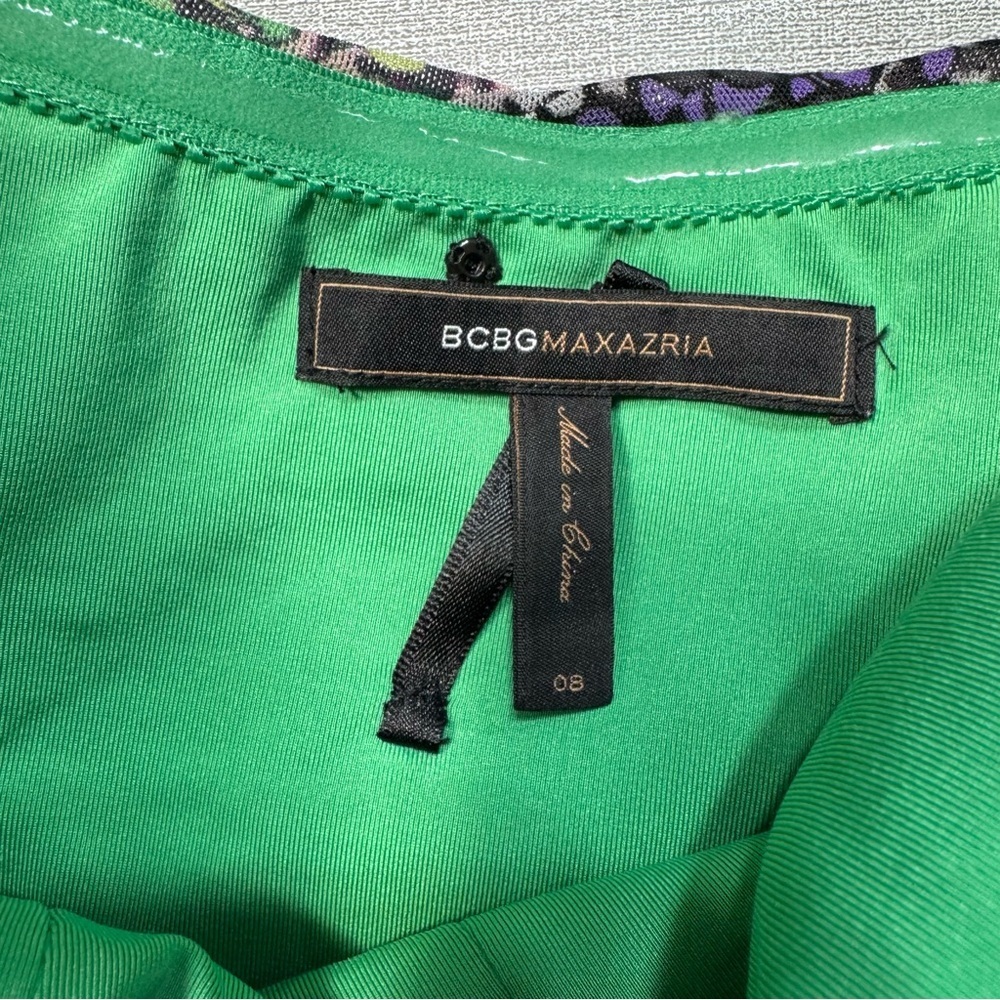 BCBGMaxAzria Sweetheart Bodycon Strapless Green Purple Dress Size 8 - Picture 7 of 10
